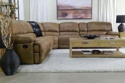Mor Furniture Dusty 6 Piece Reclining Sectional In Bonanza Silt