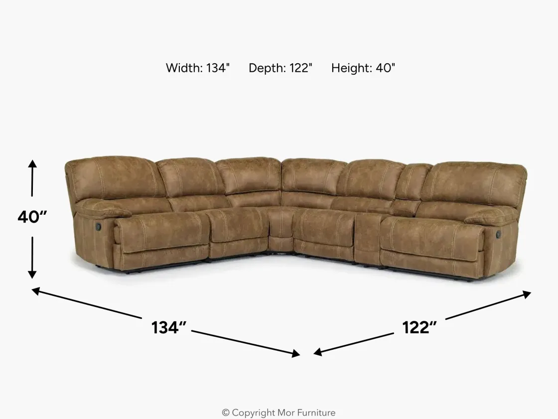Mor Furniture Dusty 6 Piece Reclining Sectional In Bonanza Silt