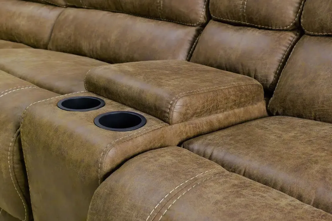 Mor Furniture Dusty 6 Piece Reclining Sectional In Bonanza Silt