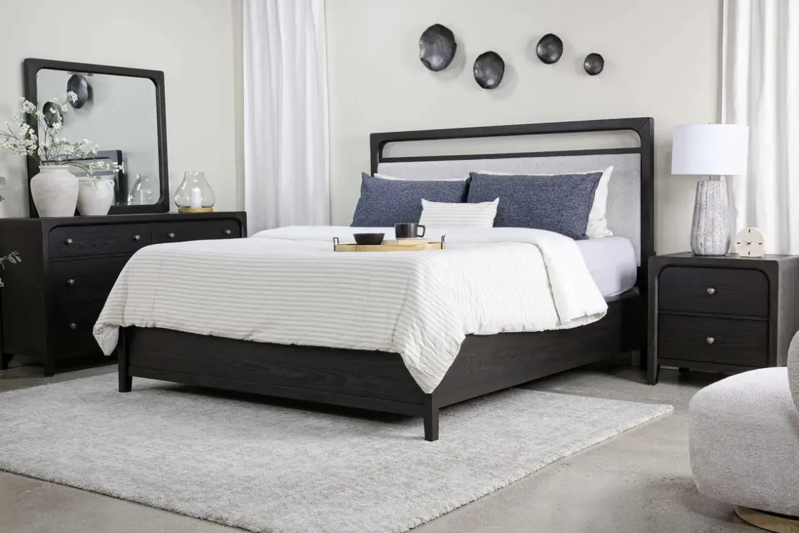 Mor Furniture Easton Upholstered Bed, Dresser, Mirror & Nightstand In , Ca King