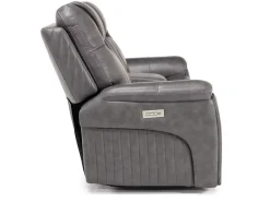 Mor Furniture Echo 3 Power Console Loveseat In Rainier Walnut Leather