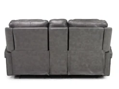 Mor Furniture Echo 3 Power Console Loveseat In Rainier Walnut Leather