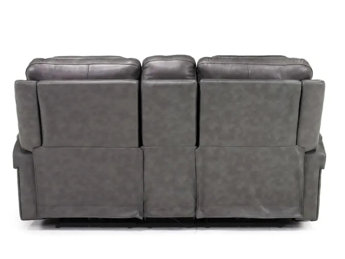 Mor Furniture Echo 3 Power Console Loveseat In Rainier Walnut Leather