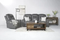 Mor Furniture Echo 3 Power Recliner In Rainier Storm Leather