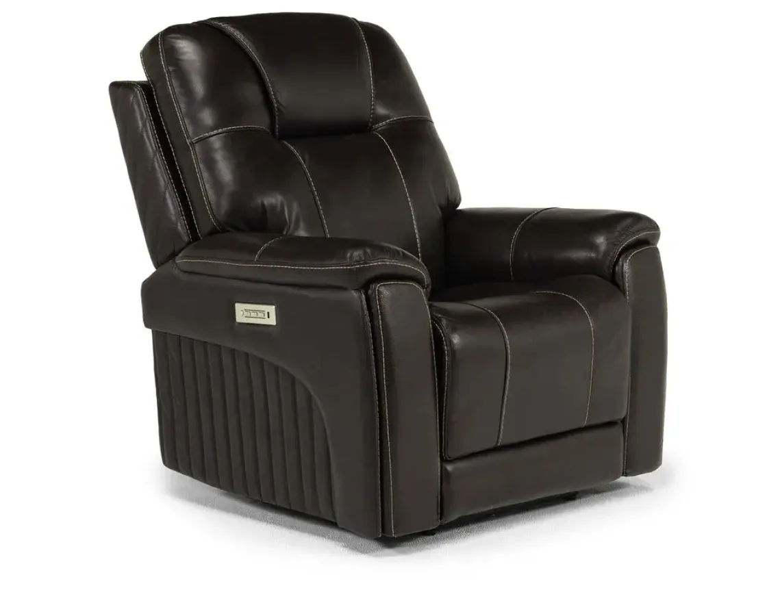 Mor Furniture Echo 3 Power Recliner In Rainier Storm Leather