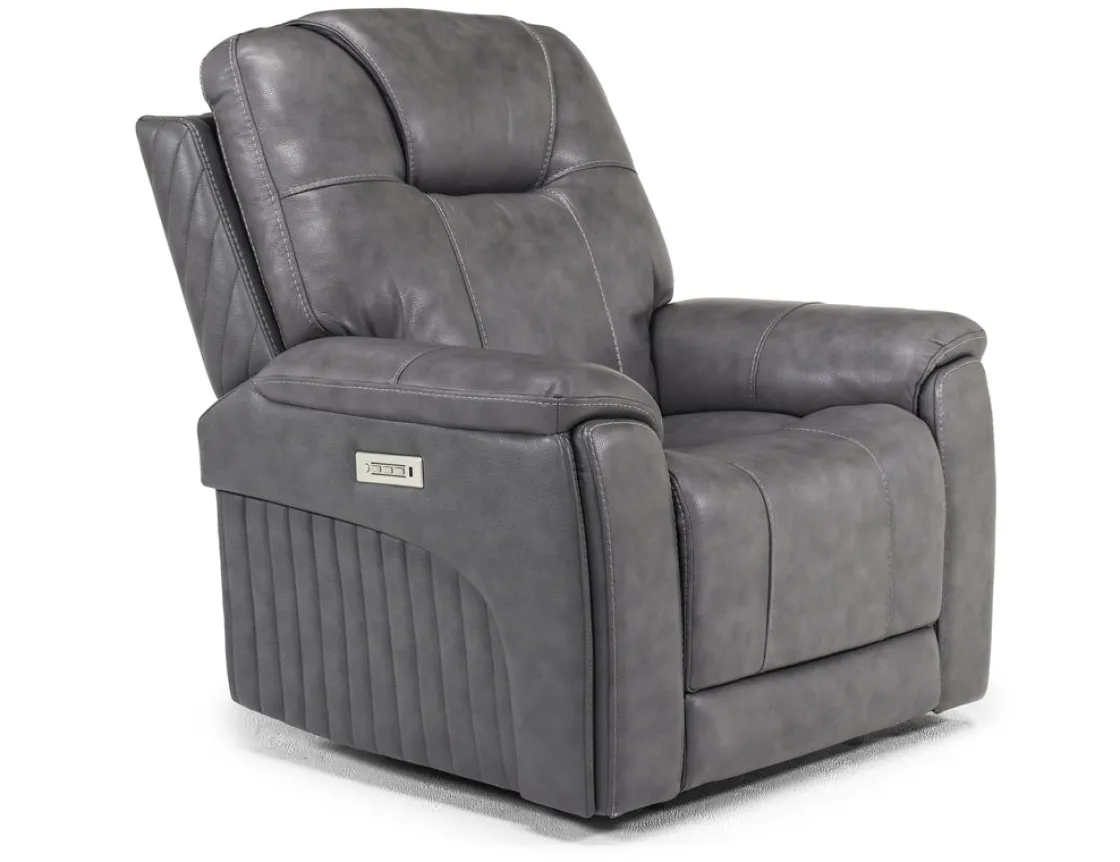 Mor Furniture Echo 3 Power Theater Recliner W/ Immersive Sound In Rainier Walnut Leather