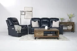 Mor Furniture Echo 3 Power Theater Recliner W/ Immersive Sound In Rainier Walnut Leather
