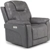 Mor Furniture Echo 3 Power Theater Recliner W/ Immersive Sound In Rainer Storm Leather