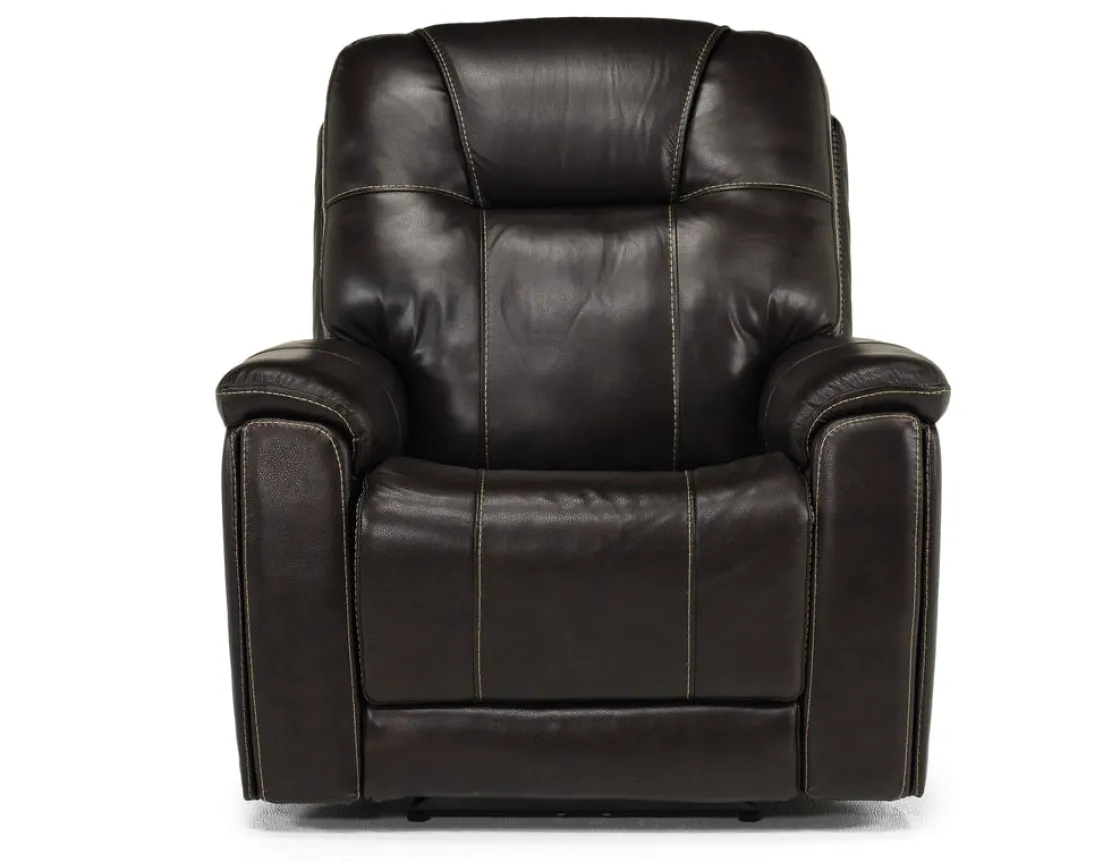 Mor Furniture Echo 3 Power Theater Recliner W/ Immersive Sound In Rainer Storm Leather