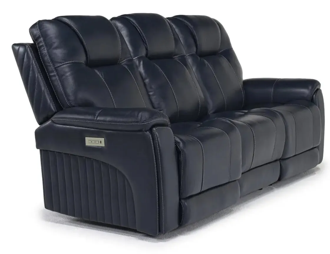 Mor Furniture Echo 3 Power Theater Sofa W/ Immersive Sound In Rainier Walnut Leather