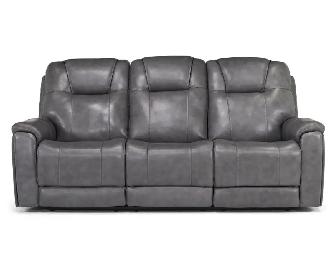 Mor Furniture Echo 3 Power Theater Sofa W/ Immersive Sound In Rainier Walnut Leather