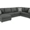 Mor Furniture Edenfield Tux Loveseat Chaise Sectional In Charcoal, Left Facing