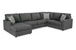 Mor Furniture Edenfield Tux Loveseat Chaise Sectional In Charcoal, Left Facing