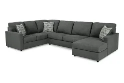 Mor Furniture Edenfield Tux Loveseat Chaise Sectional In Charcoal, Left Facing