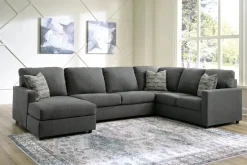 Mor Furniture Edenfield Tux Loveseat Chaise Sectional In Charcoal, Left Facing