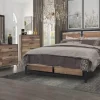 Mor Furniture Elk River Panel Bed, Dresser, Mirror & Nightstand In Rustic Brown, Twin