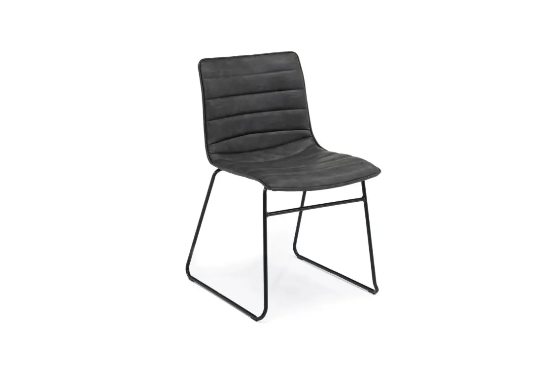 Mor Furniture Ella Side Chair In Slate Leather