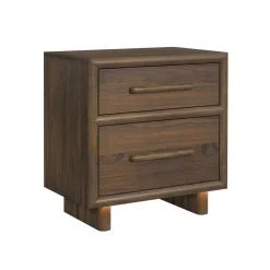 Mor Furniture Elm Upholstered Bed W/ Lights, Dresser, Mirror & Nightstand In Brown, Queen