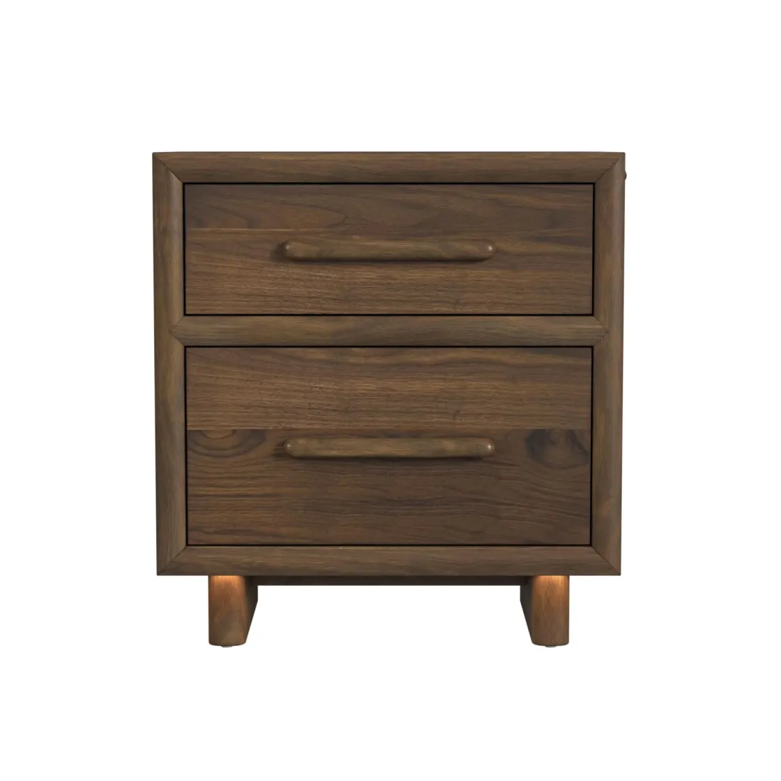 Mor Furniture Elm Upholstered Bed W/ Lights, Dresser, Mirror & Nightstand In Brown, Queen