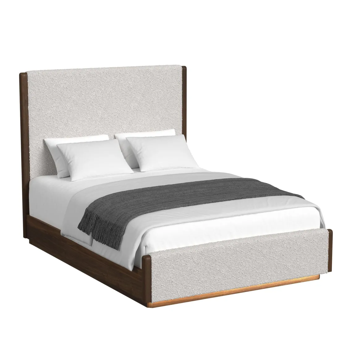 Mor Furniture Elm Upholstered Bed W/ Lights In Brown, Queen