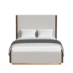 Mor Furniture Elm Upholstered Bed W/ Lights In Brown, Queen