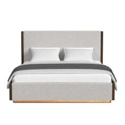 Mor Furniture Elm Upholstered Bed W/ Lights In Brown, Queen