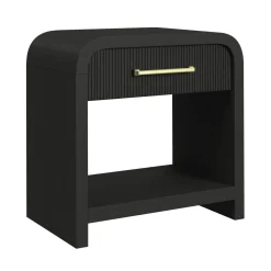 Mor Furniture Emberly Panel Bed, Dresser, Mirror & Nightstand In Black, Twin