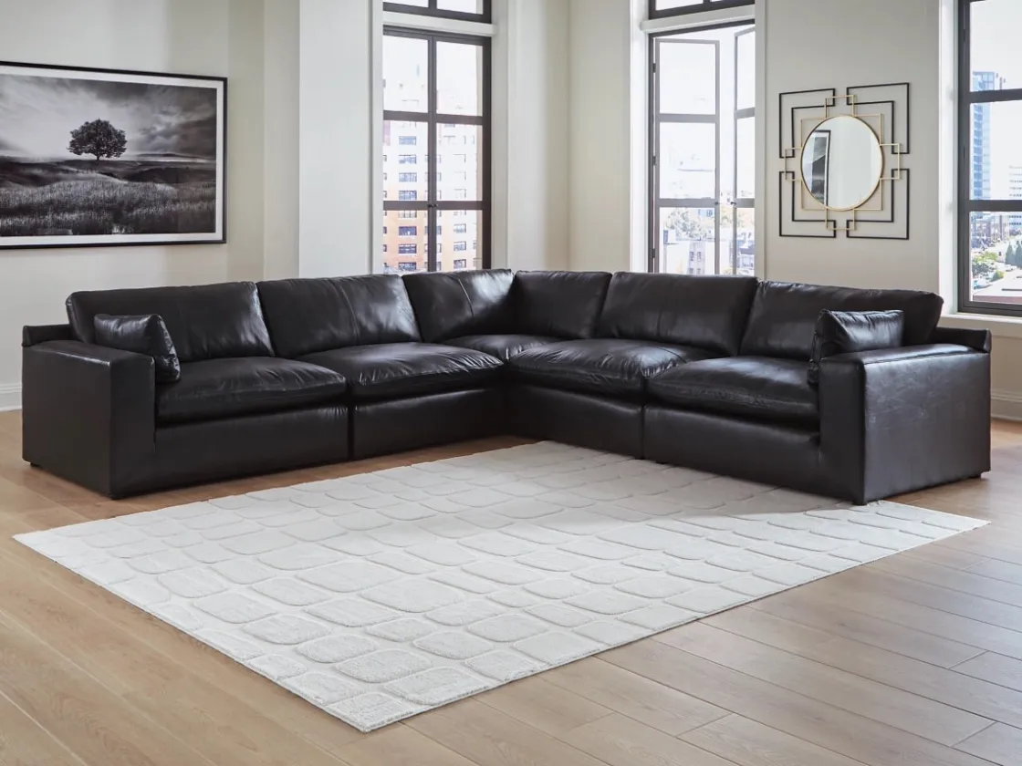 Mor Furniture Emillia 5 Piece Sectional In Caramel