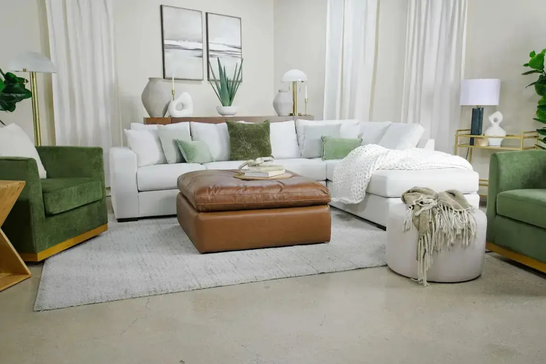 Mor Furniture Emillia Oversized Ottoman In Caramel Leather