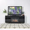 Mor Furniture Enterprise Console W/ Fireplace Insert In Black, 72 Inch