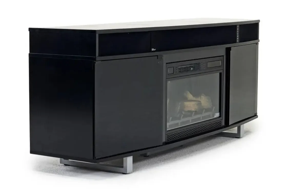Mor Furniture Enterprise Console W/ Fireplace Insert In Black, 72 Inch