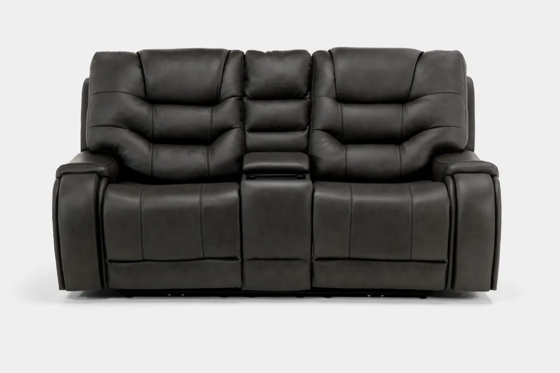 Mor Furniture Estilo 2 Power Console Loveseat In Canyon Gray