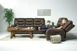 Mor Furniture Estilo 2 Power Console Loveseat In Canyon Gray