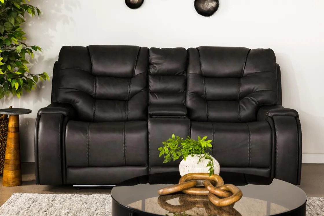 Mor Furniture Estilo 2 Power Console Loveseat In Canyon Gray