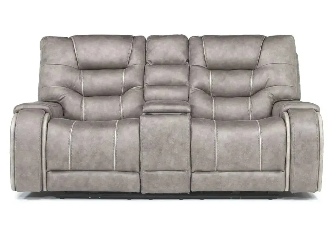 Mor Furniture Estilo 2 Power Console Loveseat In Canyon Gray