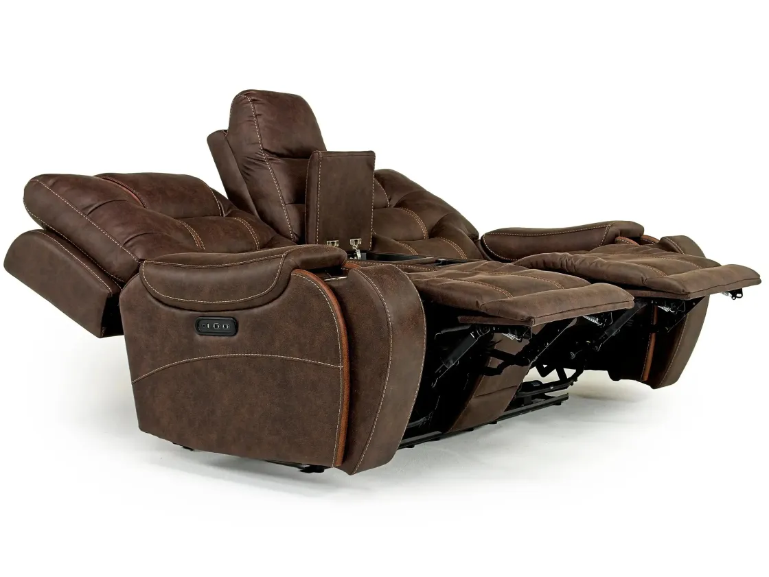 Mor Furniture Estilo 2 Power Console Loveseat In Canyon Gray
