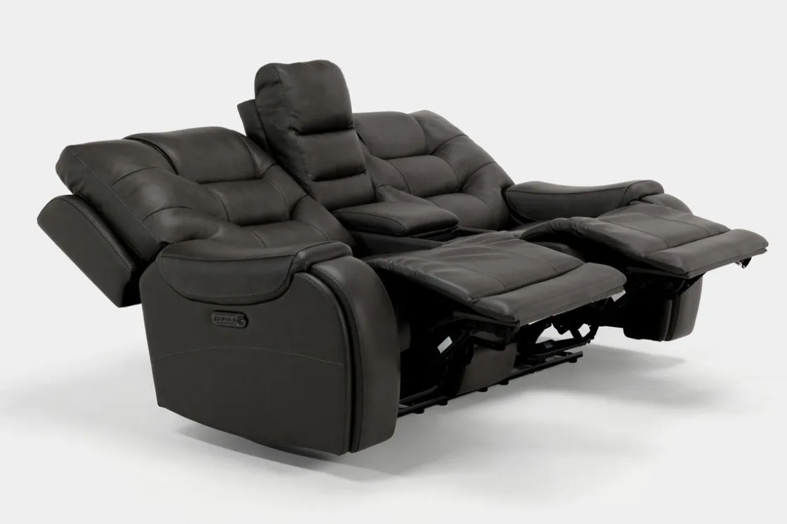 Mor Furniture Estilo 2 Power Console Loveseat In Canyon Gray