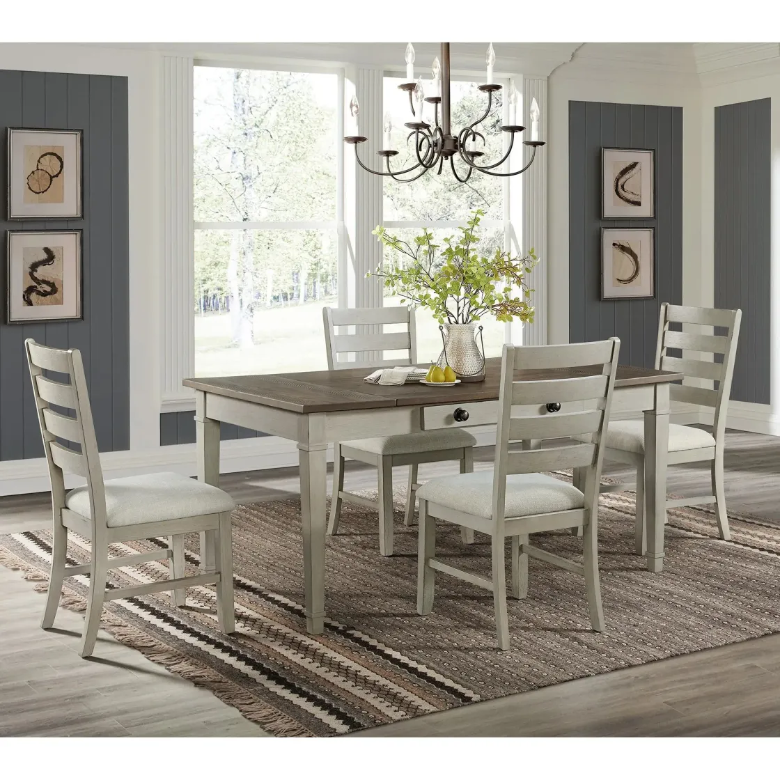 Mor Furniture Farmington Side Chair In Medium Brown/Washed Stone, Set Of 2