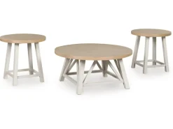 Mor Furniture Fawndell Coffee Table & 2 End Tables In Antique White/Brown