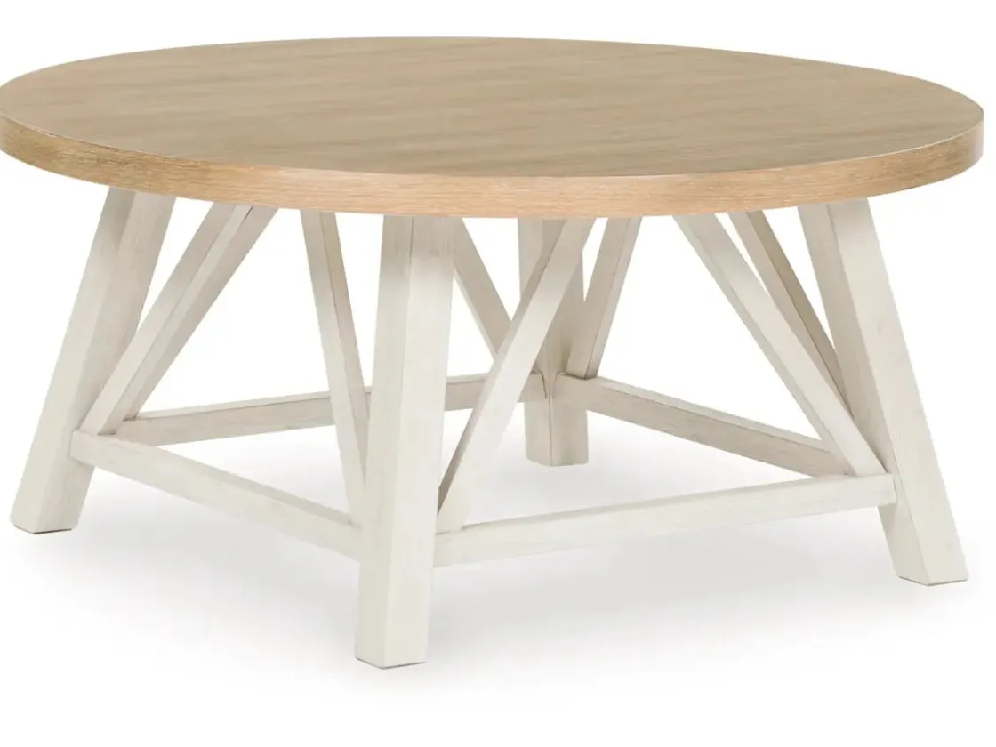Mor Furniture Fawndell Coffee Table & 2 End Tables In Antique White/Brown