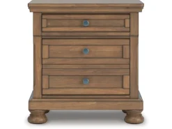 Mor Furniture Feddinger Panel Bed, Dresser, Mirror & Nightstand In Medium Brown, Queen