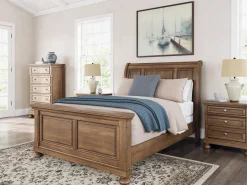 Mor Furniture Feddinger Sleigh Bed In Medium Brown, Queen