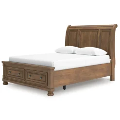 Mor Furniture Feddinger Sleigh Bed With Storage In Medium Brown, Queen