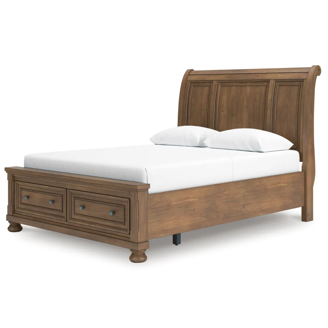 Mor Furniture Feddinger Sleigh Bed With Storage In Medium Brown, Queen