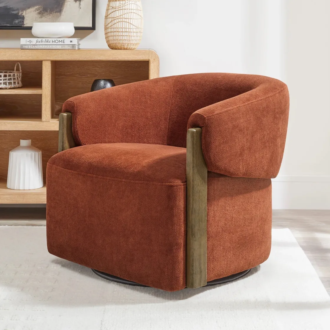 Mor Furniture Finley Swivel Chair In Rust