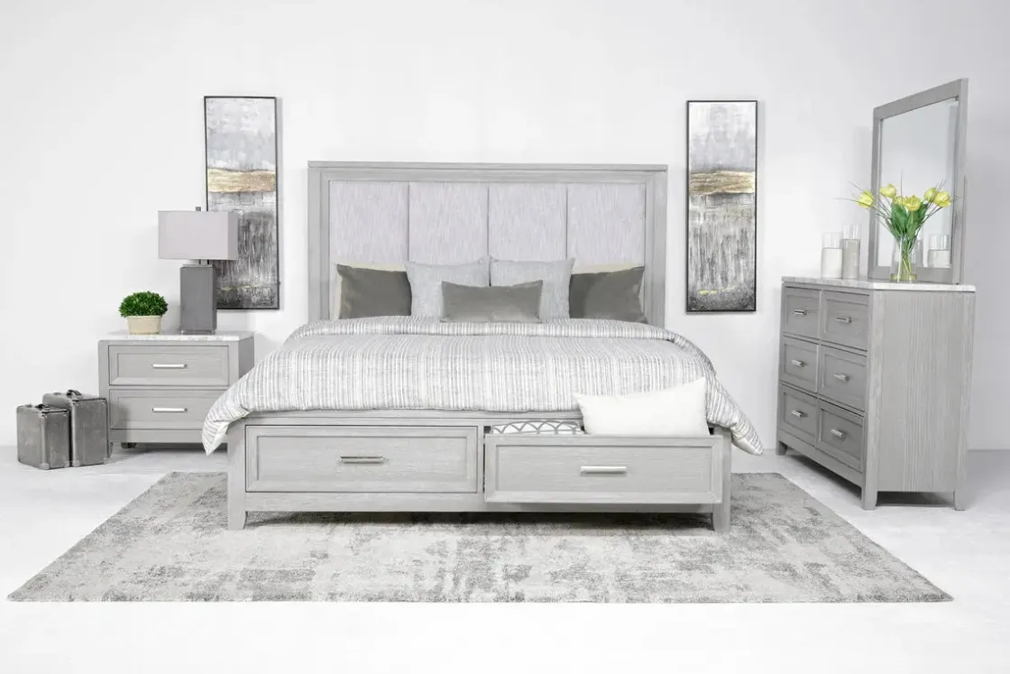 Mor Furniture Fiona Storage Bed In Mist Gray, Queen