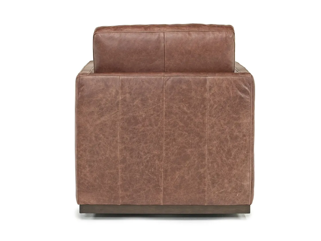 Mor Furniture Flax Swivel Chair In Coffee Leather