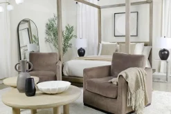 Mor Furniture Flax Swivel Chair In Coffee Leather
