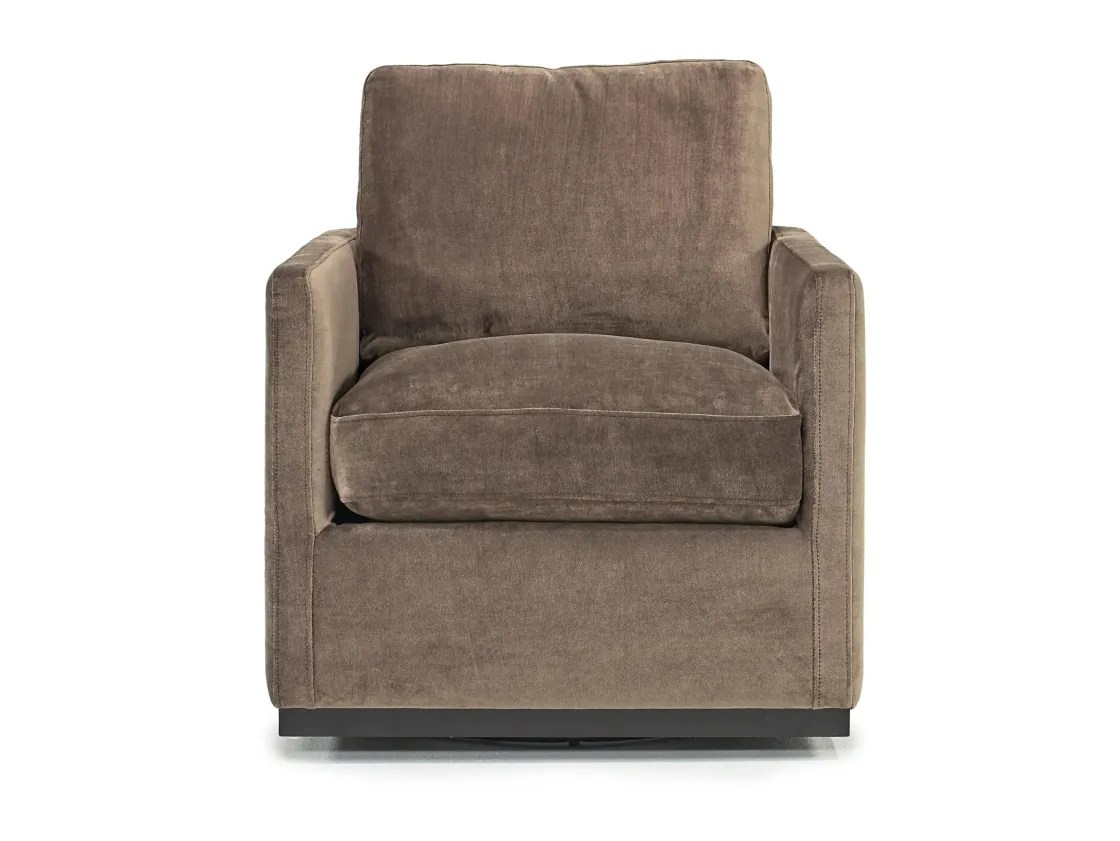 Mor Furniture Flax Swivel Chair In Coffee Leather