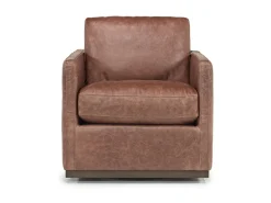 Mor Furniture Flax Swivel Chair In Coffee Leather
